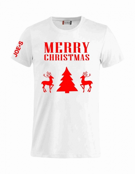 T Shirt Merry Christmas Rentier weiß-rot, günstig kaufen